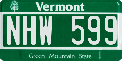 VT license plate NHW599