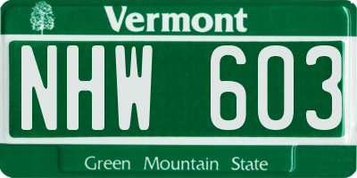 VT license plate NHW603