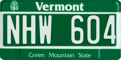 VT license plate NHW604