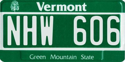 VT license plate NHW606