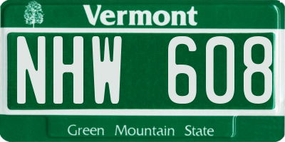 VT license plate NHW608