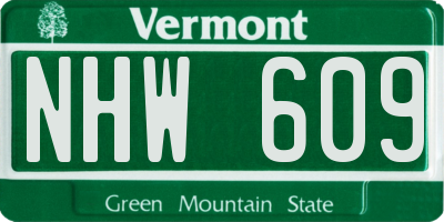 VT license plate NHW609