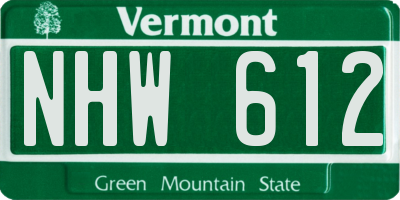 VT license plate NHW612