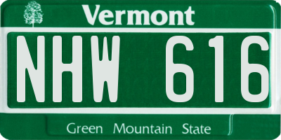 VT license plate NHW616