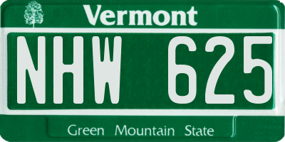 VT license plate NHW625