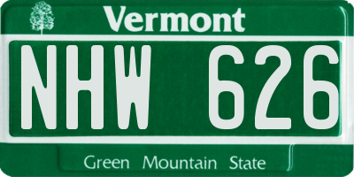VT license plate NHW626