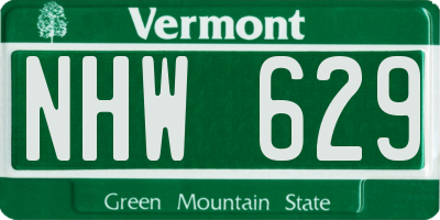 VT license plate NHW629