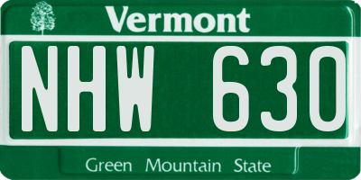VT license plate NHW630