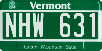 VT license plate NHW631