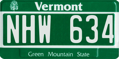 VT license plate NHW634