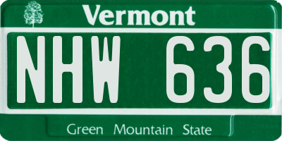 VT license plate NHW636