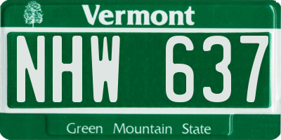 VT license plate NHW637