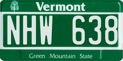 VT license plate NHW638
