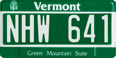 VT license plate NHW641