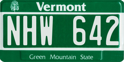 VT license plate NHW642
