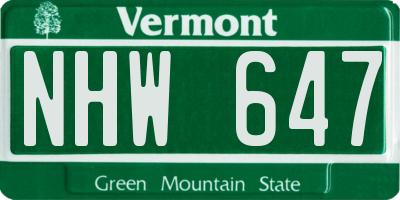 VT license plate NHW647