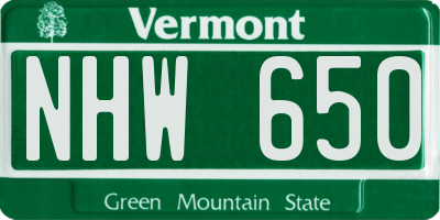 VT license plate NHW650