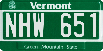 VT license plate NHW651