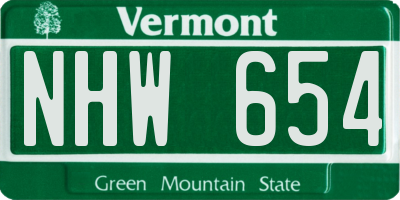 VT license plate NHW654