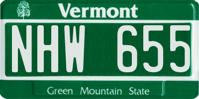 VT license plate NHW655