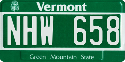 VT license plate NHW658