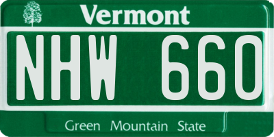 VT license plate NHW660