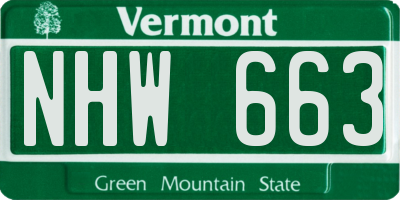 VT license plate NHW663