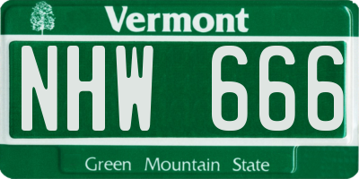 VT license plate NHW666