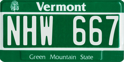 VT license plate NHW667