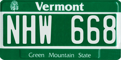 VT license plate NHW668