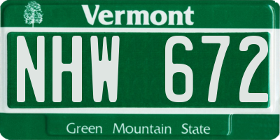 VT license plate NHW672