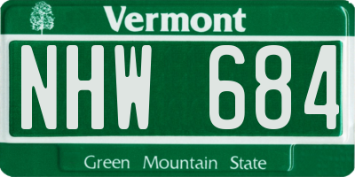 VT license plate NHW684