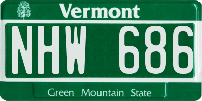 VT license plate NHW686