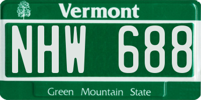 VT license plate NHW688