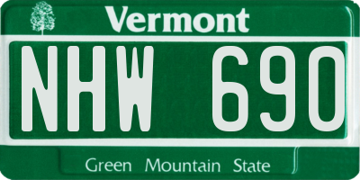 VT license plate NHW690