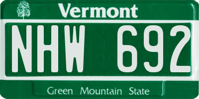 VT license plate NHW692