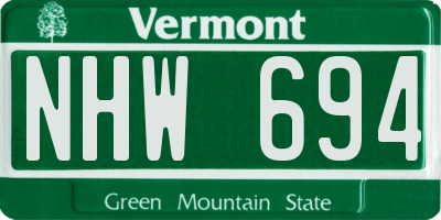 VT license plate NHW694