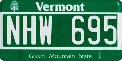 VT license plate NHW695