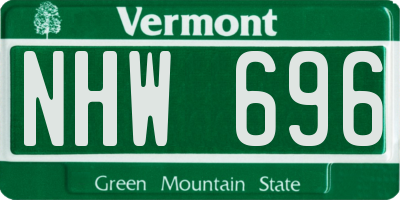 VT license plate NHW696