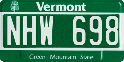 VT license plate NHW698