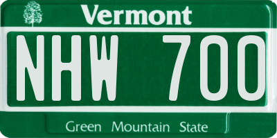 VT license plate NHW700