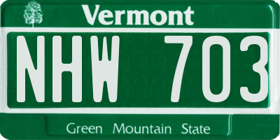 VT license plate NHW703