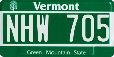 VT license plate NHW705