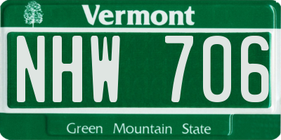 VT license plate NHW706