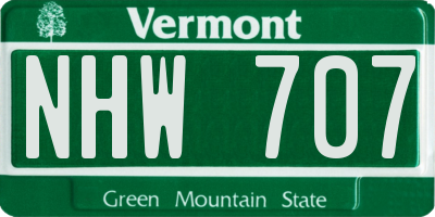 VT license plate NHW707