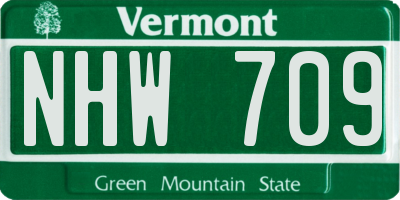 VT license plate NHW709