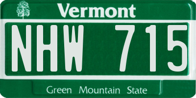 VT license plate NHW715