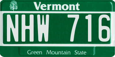 VT license plate NHW716