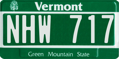 VT license plate NHW717