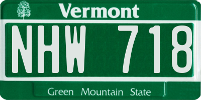 VT license plate NHW718
